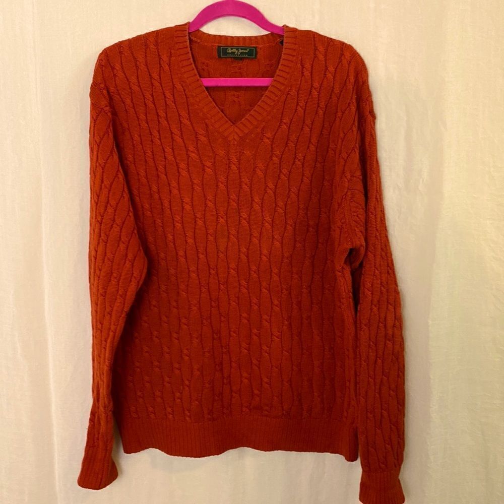 Golf Sweater Bobby Jones Rust Cable Knit Size Medium